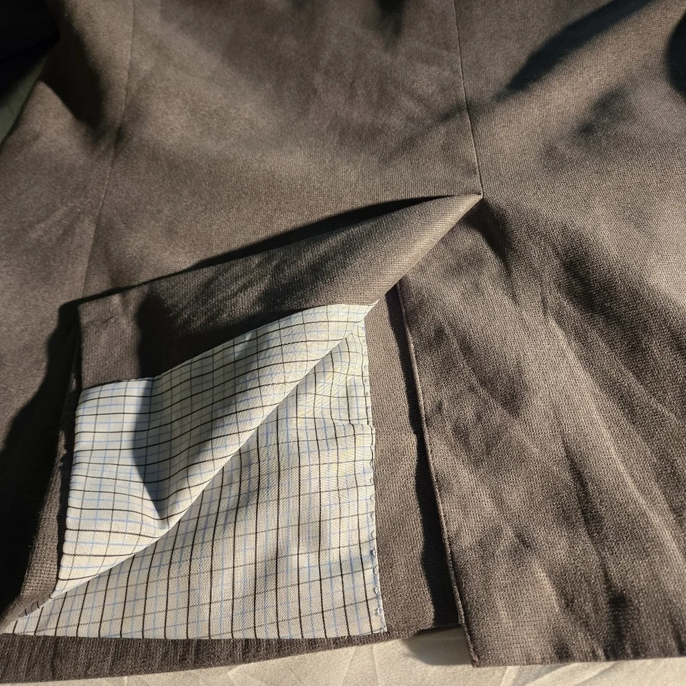 Lauren Ralph Lauren Men's 42S Gray Blazer w/ Checked Gray & Blue Lining 5 Pocket